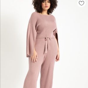 Gorgeous slit sweater top with matching wide leg pants